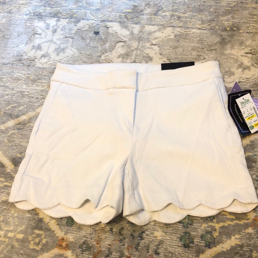 White scalloped shorts